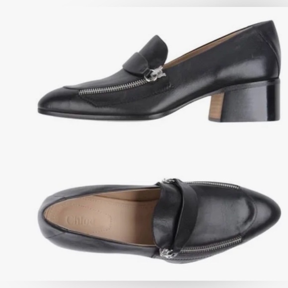 Chloe Shoes - Chloe Palmer Black Leather Loafers with Silver Accent. Size 36. Gently worn.